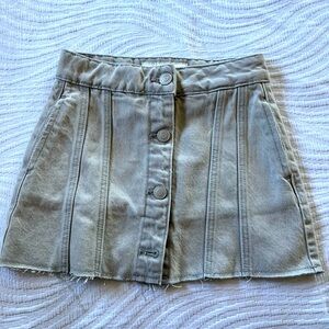 Zara frayed denim skirt girls 6/7 buttons nwt